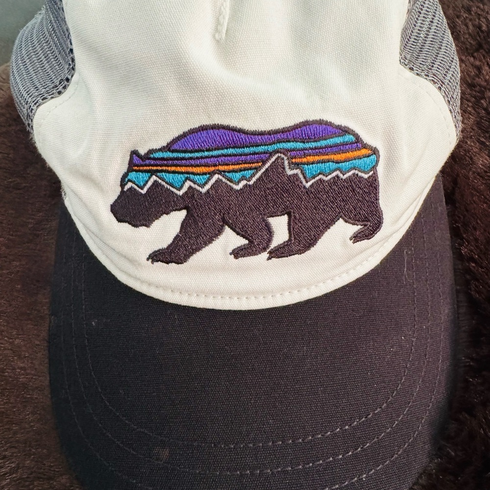 Patagonia Bear Embroidered Cap - Black and White